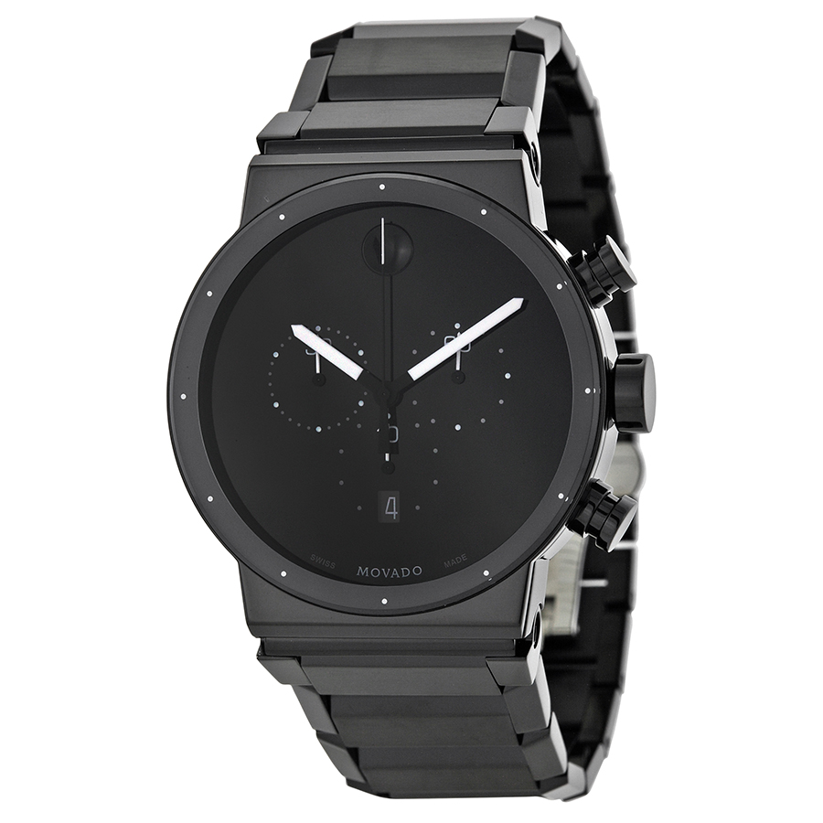 Movado Classic Mens Watch - Swiss Quartz - Black Chronograph Face - Stainless Steel Band