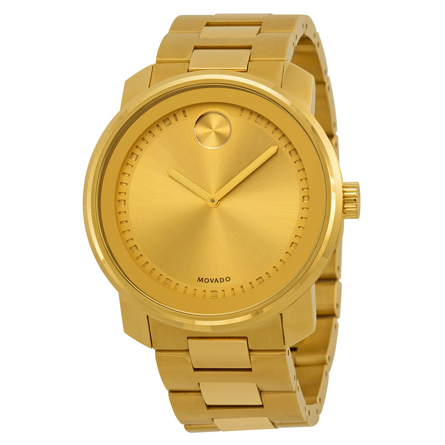 Movado 3600258 Imitation Swiss Automatic Gold-Tone Watch with Bezel Set Diamonds