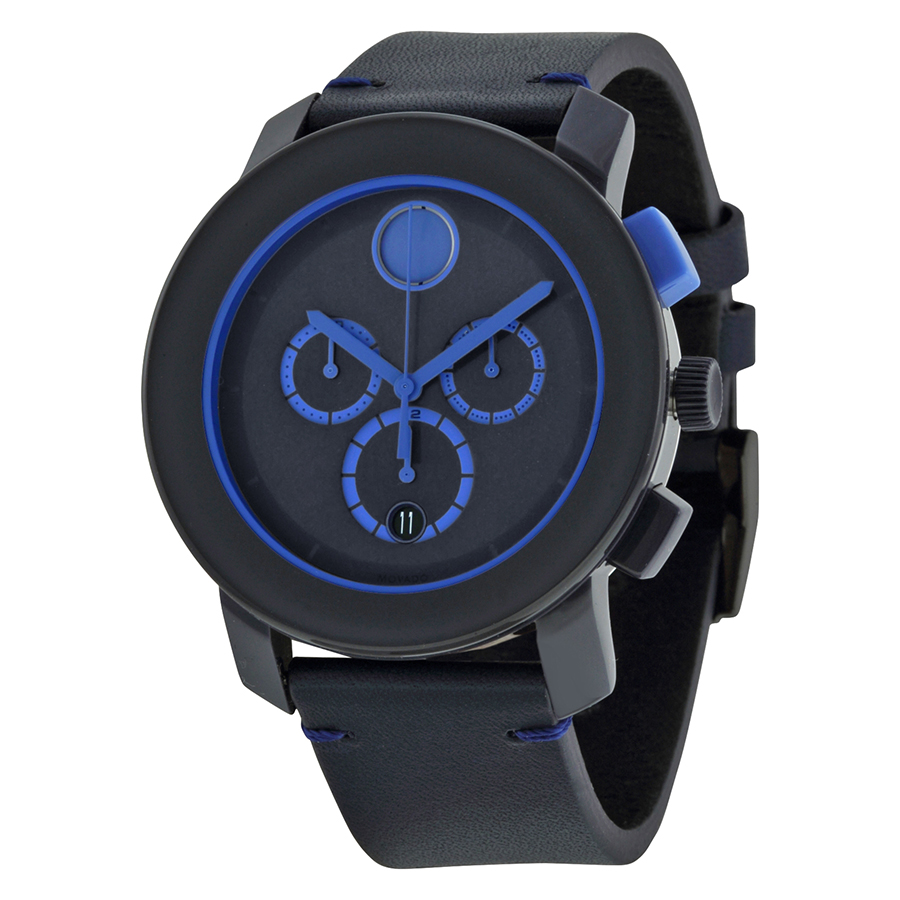 Movado Museum Classic Stainless Steel Black Dial Leather Strap Watch