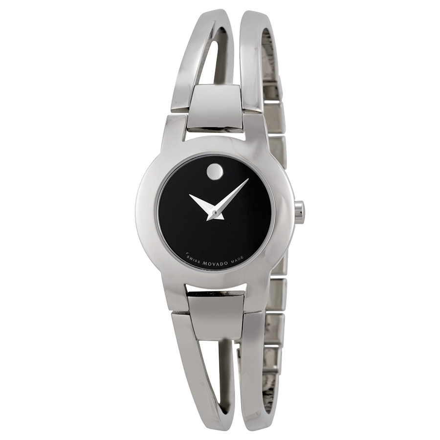 Classy Movado Amorosa Black Dial Automatic Watch - Elegance in Steel