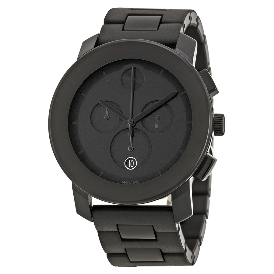 Bold Black Steel Case Automatic Mens Watch - Movado Classic Style