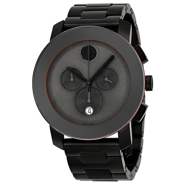 Movado Bold Gunmetal Chronograph Steel Case Quartz Silver Dial Watch