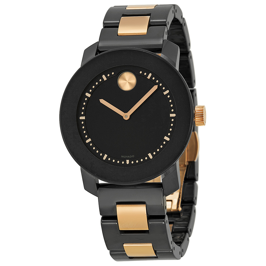 Elegant Movado Bold Automatic Watch with Jet Black Dial & Stainless Steel Band