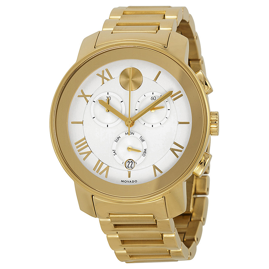 Replica Movado Bold Chronograph - Swiss Quartz - Black Chrono Face - Stainless Steel Case Watch