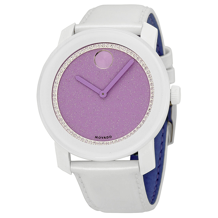 Movado Bold 3600219 Lavender Sparkle Crystal Ring Watch