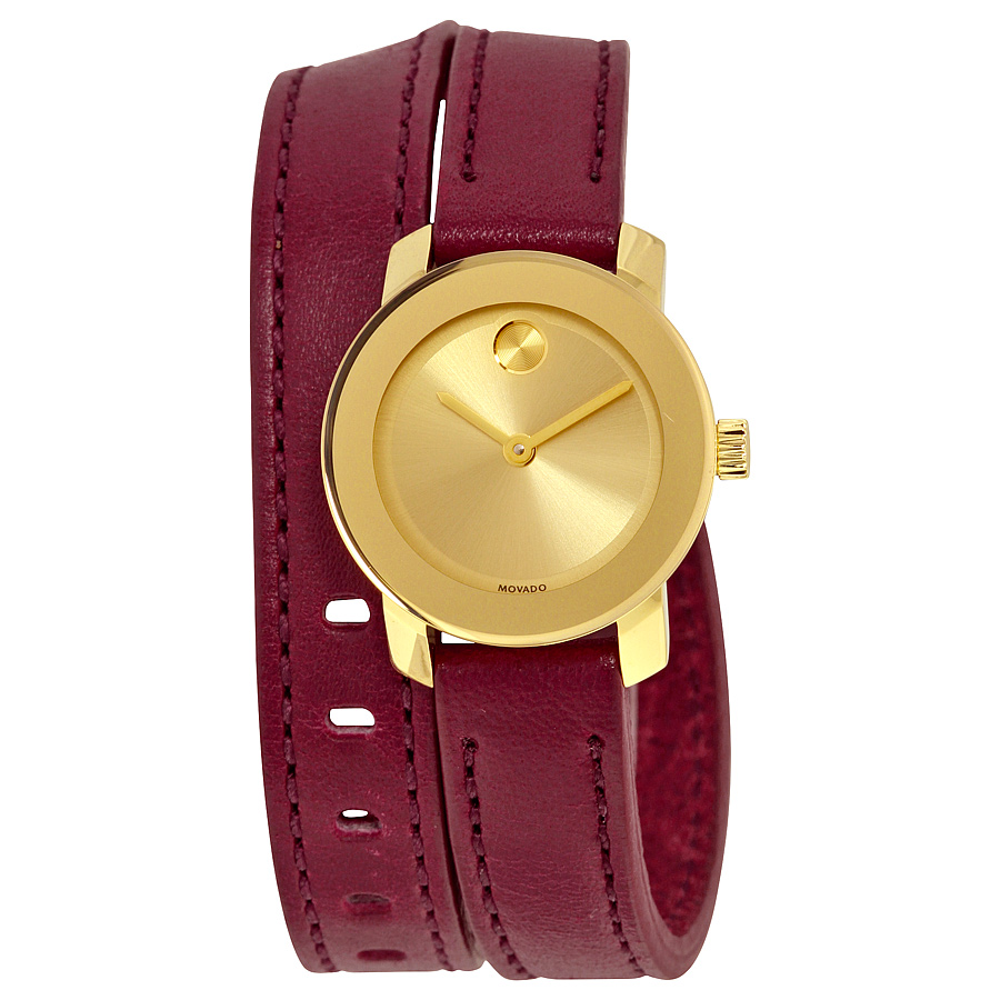 Movado Bold Gold-Tone Sunray Dial Stainless Steel Quartz Watch