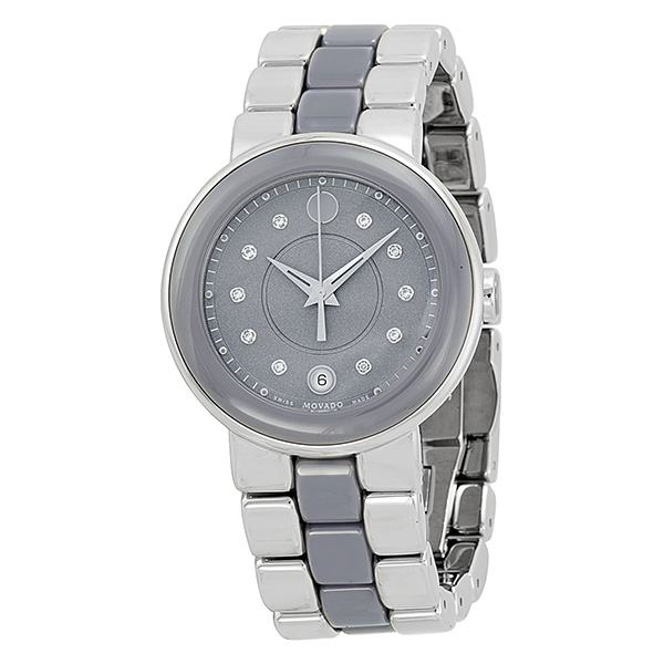Timeless Elegance Movado Cerena 0606554 Ladies Watch - Stainless Steel, Black Dial, 30m Water Resistant