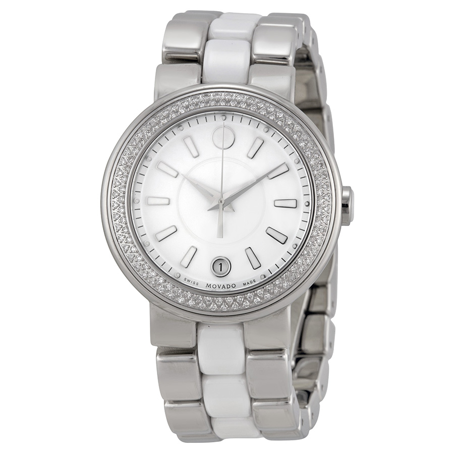 Elegant Movado Cerena Clone 606624 Ladies Watch - Automatic, Stainless Steel, White Dial, 40mm
