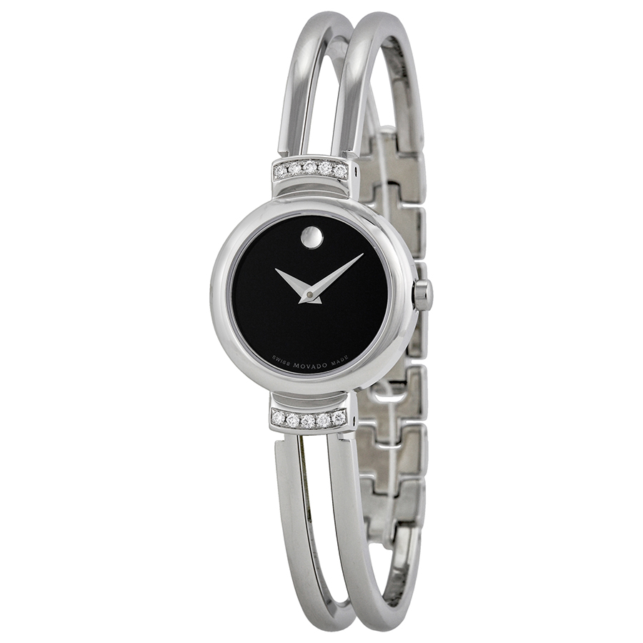 Swiss Crafted Movado Harmony 0606239 Imitation Watch, Stainless Steel Case, Black Roman Dial, 38mm, Water-Resistant