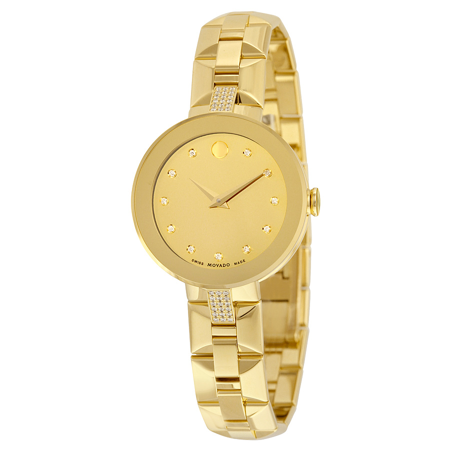 Movado Sapphire Ladies Watch: Elegance in Blue, 18K Gold Case, Swiss Clone