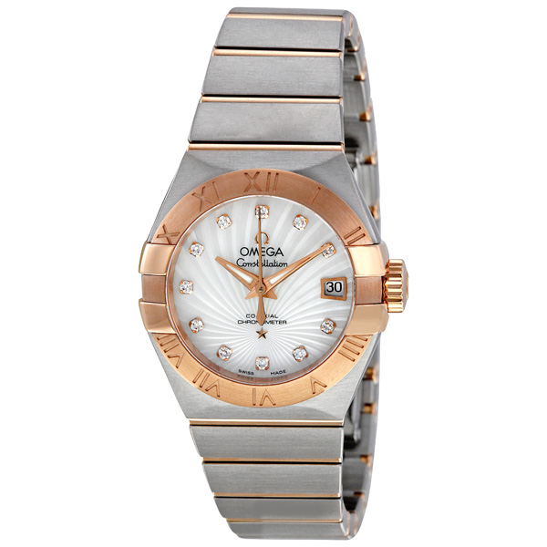 Omega Constellation Classic Chronograph Black Face 18K Rose Gold Watch