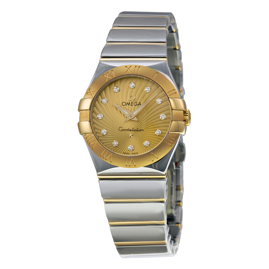 Omega Constellation Swiss Clone 27mm Automatic Gold-Plated Case Jet Black Dial 30M Water Resistant Watch