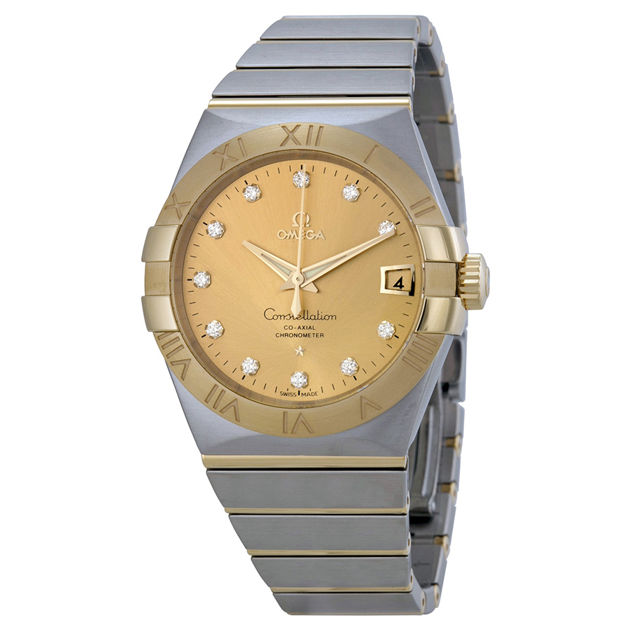 Omega Constellation Classic 18K Gold & SS Automatic, Polished Gold Case, Black Dial, 38mm, Water-Resistant Watch