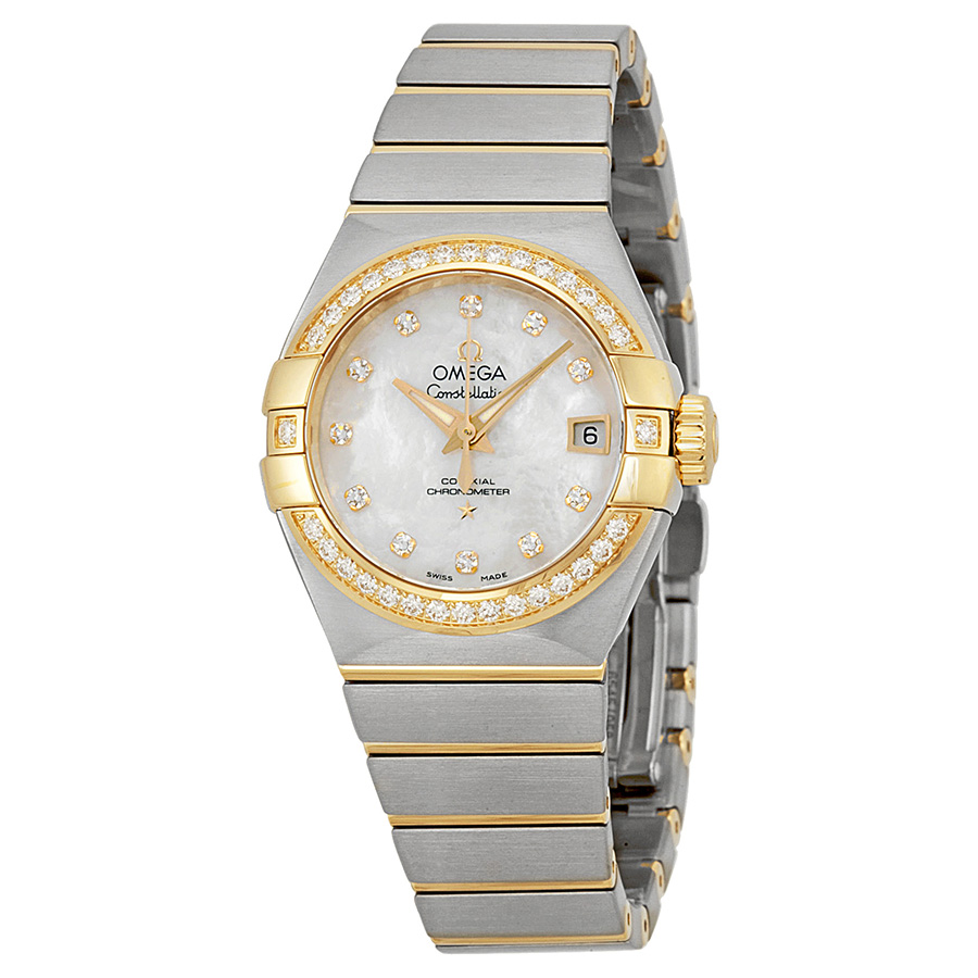 Omega Constellation Swiss Masterpiece 27mm Automatic Gold-Plated Case Jet Black Face Water-Resistant Watch