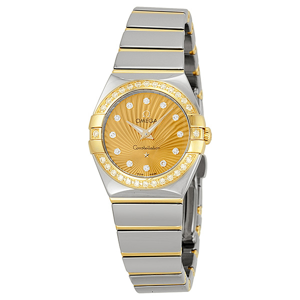 Omega Constellation 12325246058002 Imitation Swiss Automatic Gold-Plated Watch with Bezel Set Diamonds