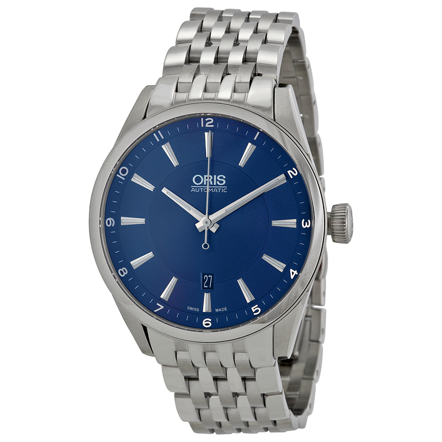 Oris 733 Automatic Watch with Blue Dial and Stainless Steel Bracelet