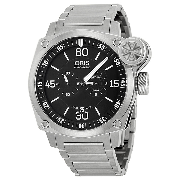 Oris 01 749 7632 Automatic Chronograph Mens Watch - Jet Black Dial, Stainless Steel Case