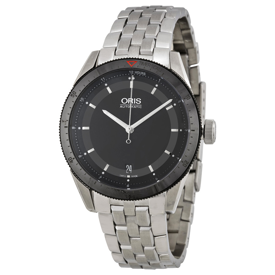 Oris Artix Dive Time Automatic 44mm Steel Black Face 100m Water-Resistant Watch