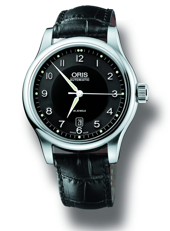 Oris Classic Chronograph Stainless Steel Automatic Jet Black Face 100m Water-Resistant Watch