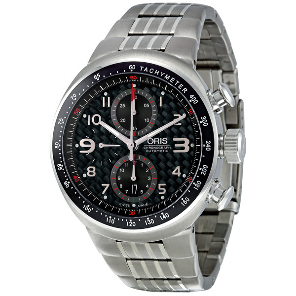 Oris TT3 Carbon Fiber Driver Watch: Automatic Jet Black Face, 42mm Water Resistant