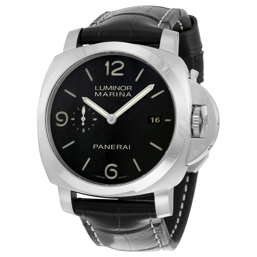 Panerai Luminor 1950 PAM00312 Steel GMT Automatic Dive Watch - Moon Phase, Black Dial