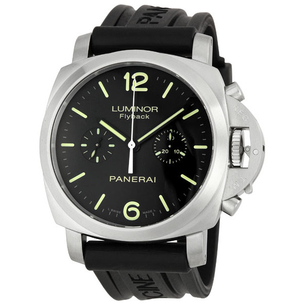 Panerai Luminor PAM00361 Imitation Dive Chrono Stainless Steel Jet Black Face Watch