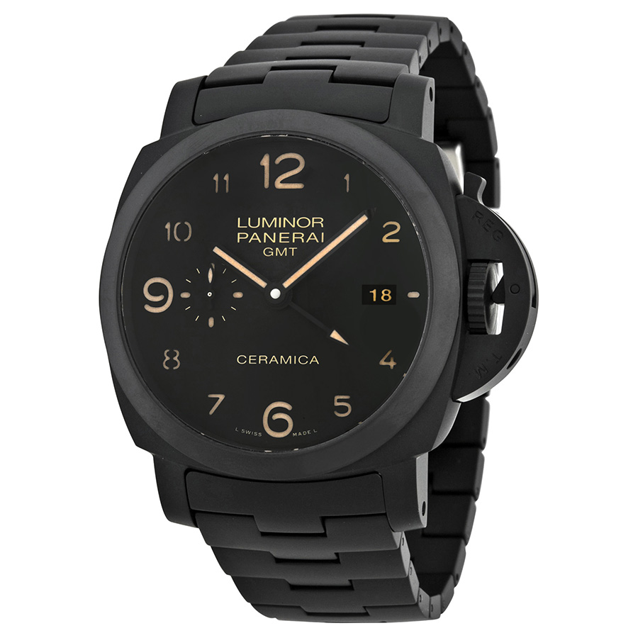 Panerai PAM00438 Swiss Clone Dive Chrono Automatic Jet Black Face Steel Watch