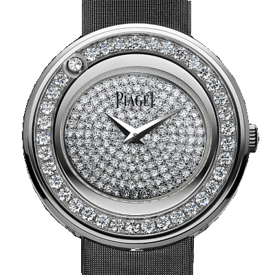 Piaget GOA36189 Lady's Watch: Swiss Clone, 36mm Gold Case, Black Roman Dial, Automatic Movement