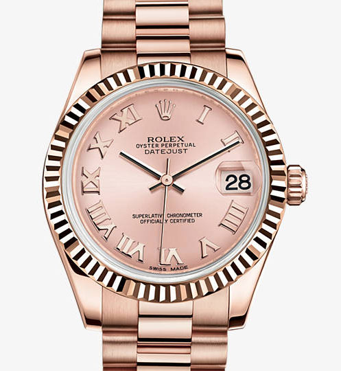 Rolex Datejust Lady 31 Clone in Pink Gold with White Dial Automatic Watch