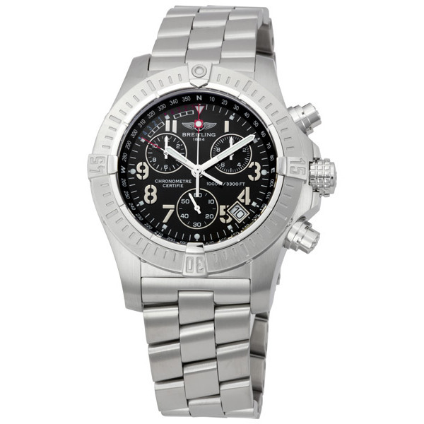 Breitling Avenger Dive Watch: 43mm Titanium Case, Black Dial, Automatic, 500m Water Resistant