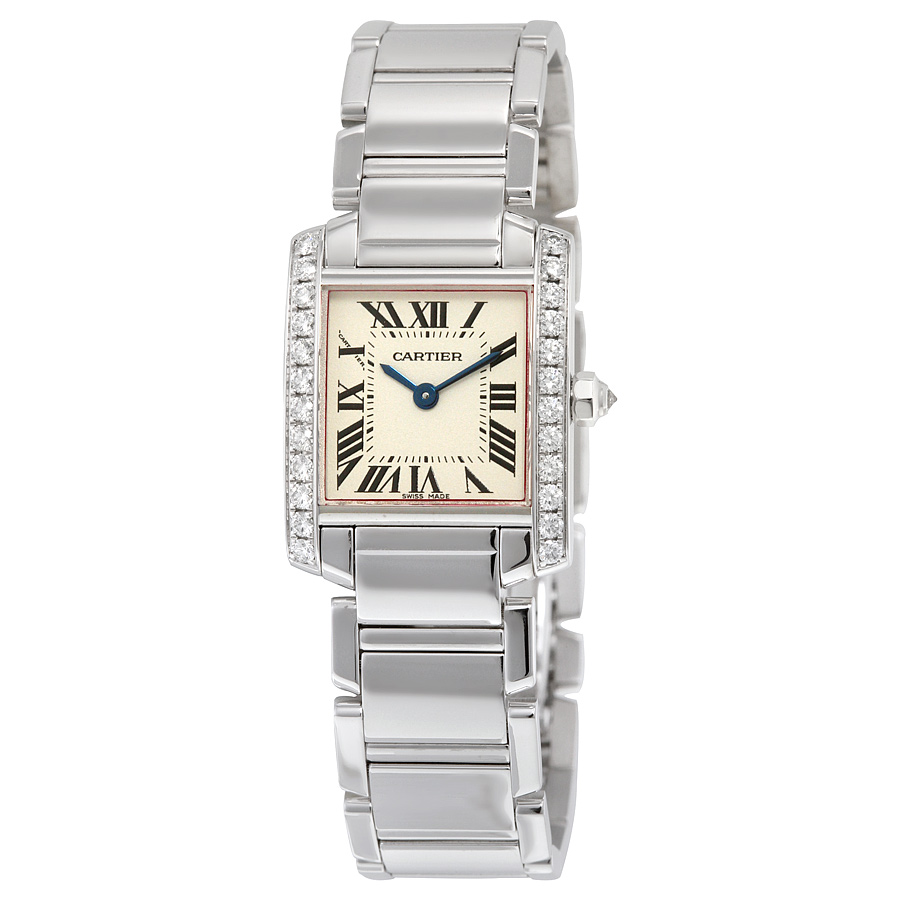 Cartier Tank WE1002S3 18K White Gold自动上链珍珠母贝表盘男士复刻腕表