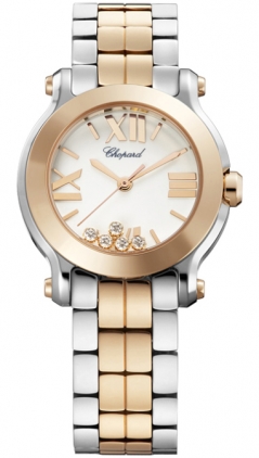 Chopard Happy Sport Clone 278509-6003 Ladies Watch with Jet Black Face & Gold Accents