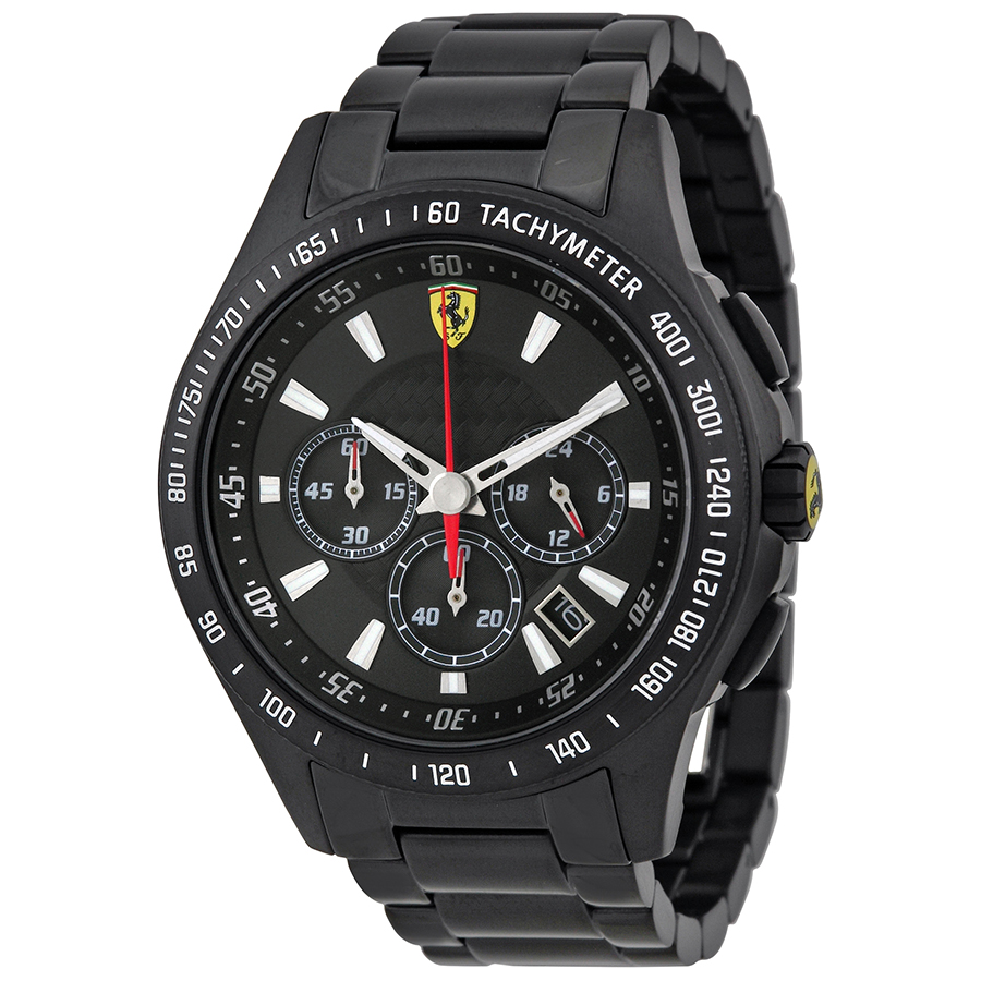 Ferrari 830046 Imitation Watch: Swiss Clone Auto, Black Chrome, Chronograph, 45mm