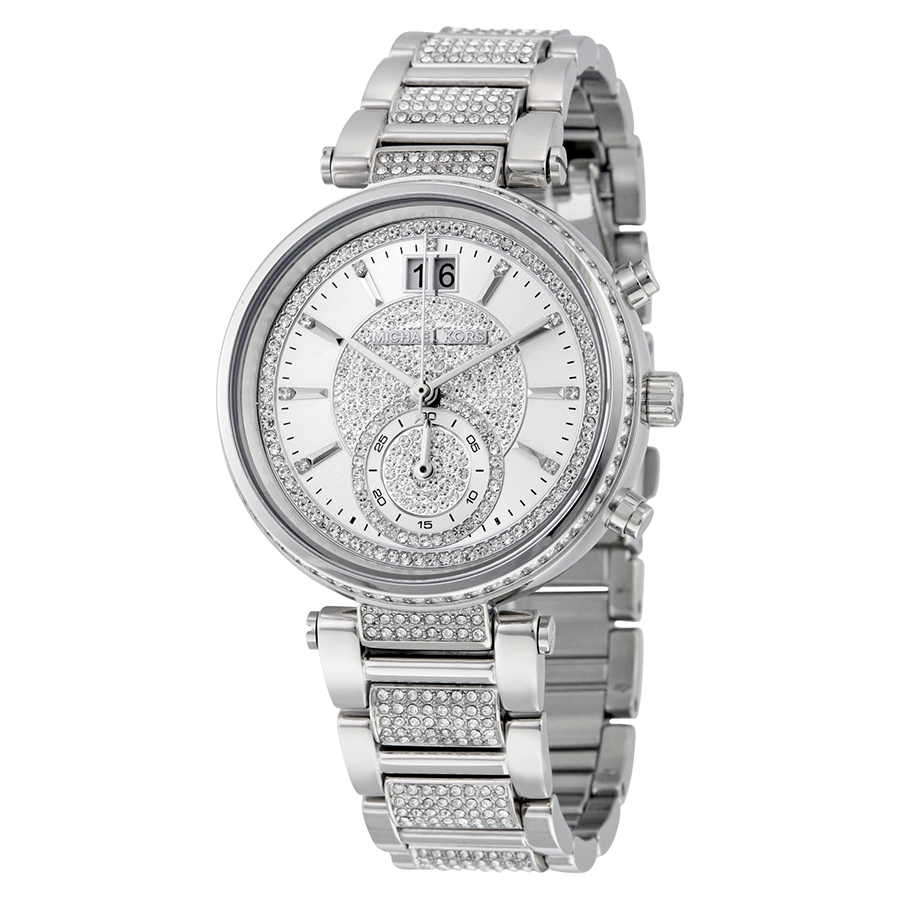 Michael Kors Sawyer MK6281 Silver Crystal Pave Timepiece