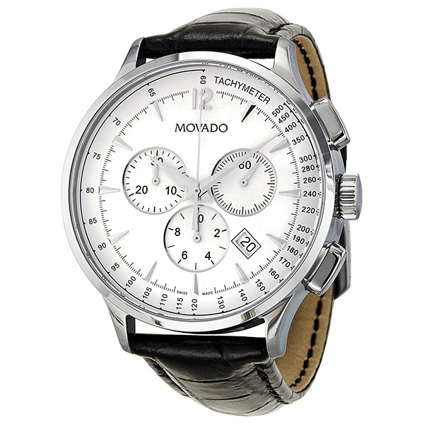 Classic Movado Circa 0606575 Automatic Silver Case Black Face Replica Watch