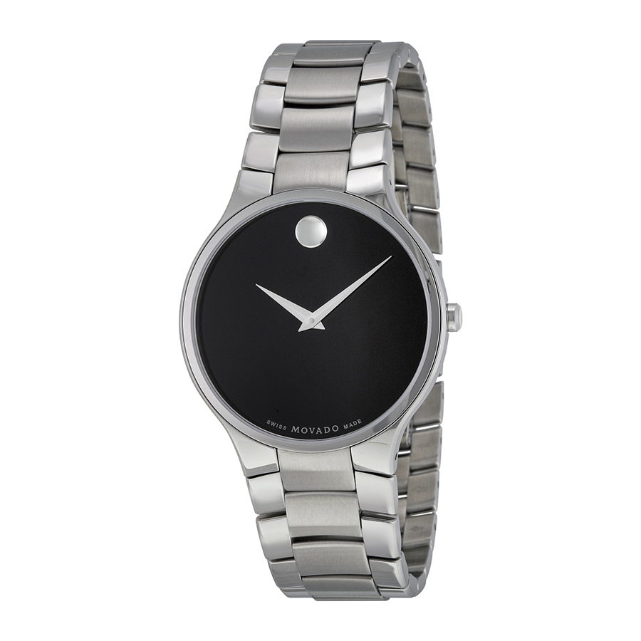 Movado Serio Black Dial Stainless Steel Quartz Dress Watch