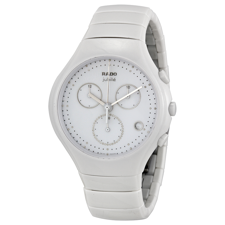 Rado True White Ceramic Automatic Watch with Silver Dial