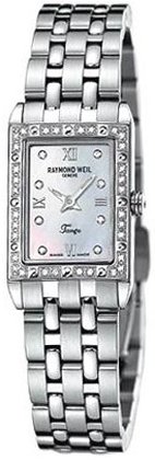 Raymond Weil Lady's Watch: Swiss Quartz, Stainless Steel, White Gold Accents, Bezel Set Diamonds