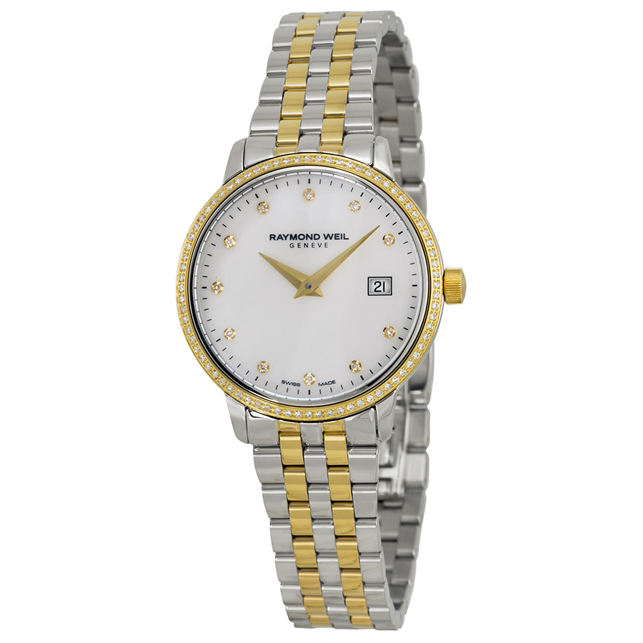 Raymond Weil Toccata Lady's Watch - Elegant Gold-Plated Case with Mother of Pearl Dial