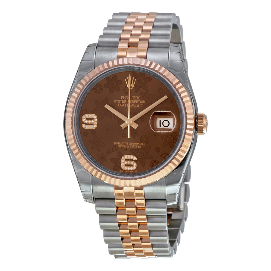Rolex Datejust 36mm Two-Tone Rose Gold Diamond Dial Replica Watch