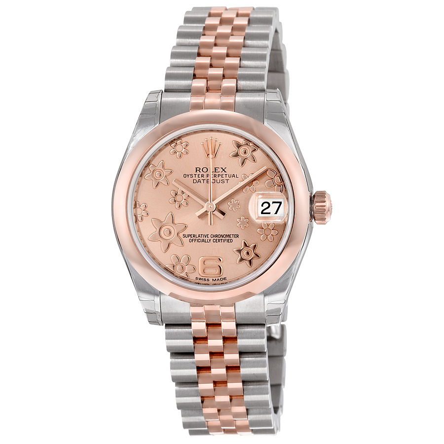 Roysel 178241PFAJ Imitation Lady's Watch - Rose Gold Case, Flower Print, Automatic