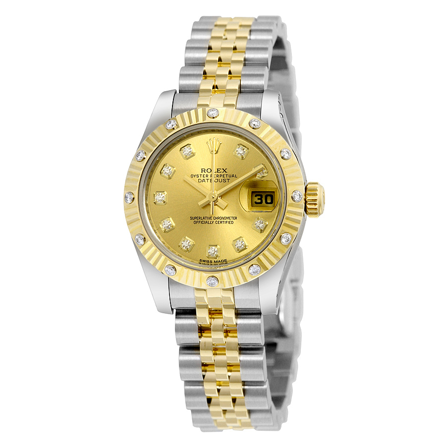 Rolex 179313CDJ Lady's Imitation Diamond Bezel Automatic Gold Watch