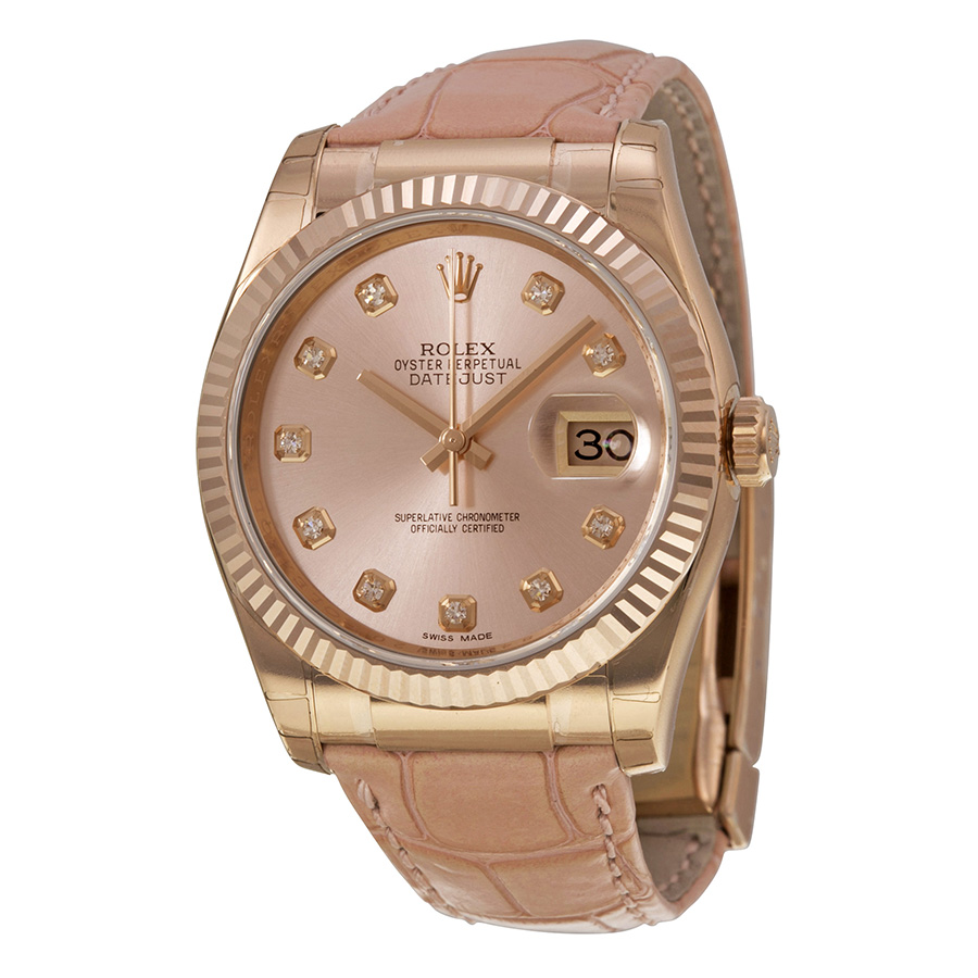 Rolex Datejust 116135PKDL Pink Gold Charm Dial Automatic Watch