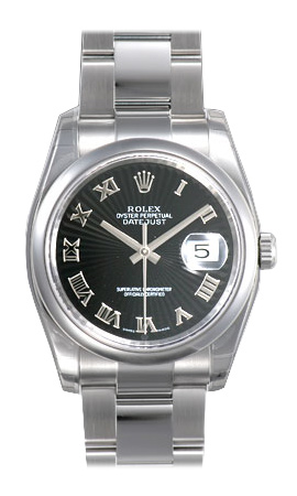 Rolex Datejust Imitation Steel and Black DIA-BRO Men's Chronograph Watch