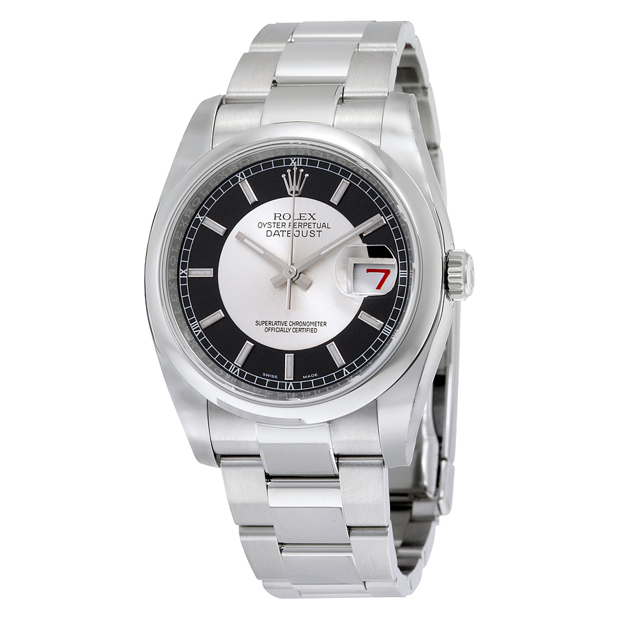 Rolex Datejust Clone Silver-Black Contrast Automatic Chronograph Watch