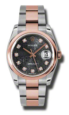 Rolex Datejust 116201BKJDO Black Chronograph Mens Watch, 31mm, Automatic, Blue Crystal, 100M Water Resistant