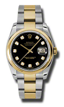 Classy Rolex Datejust Clone in Black with Date Display & Swiss Movement
