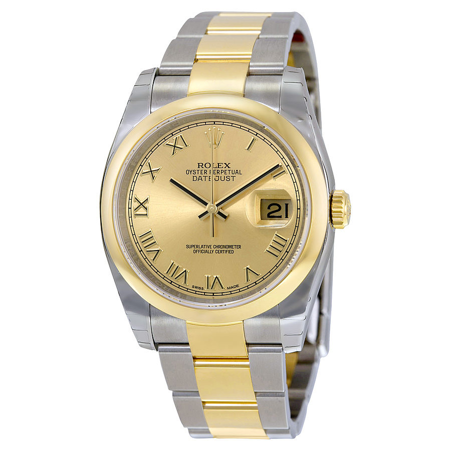 Rolex Datejust 41mm Gold & Diamond Bezel Automatic Champagne Dial Watch