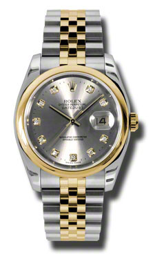 Rolex Datejust 116203GYDJ Swiss Imitation, 36mm Gold & Diamond Bezel, Black Dial Automatic Watch