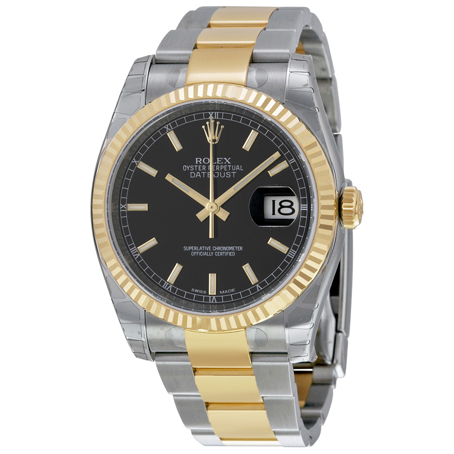 Rolex Datejust 41mm Blue Steel Case Automatic Gold-Bezel Watch